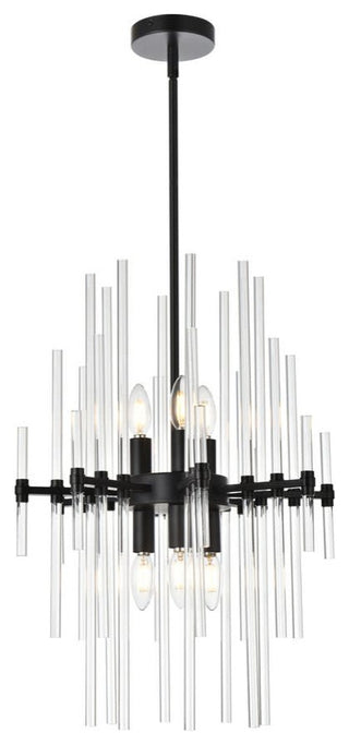 Elegant Lighting 2502D17 Sienna 6 Light 17"W Crystal Chandelier - Black
