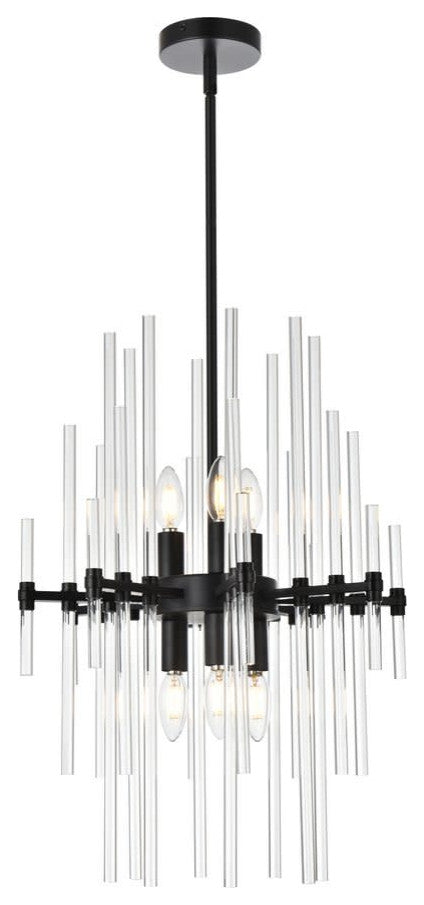 Elegant Lighting 2502D17 Sienna 6 Light 17"W Crystal Chandelier - Black