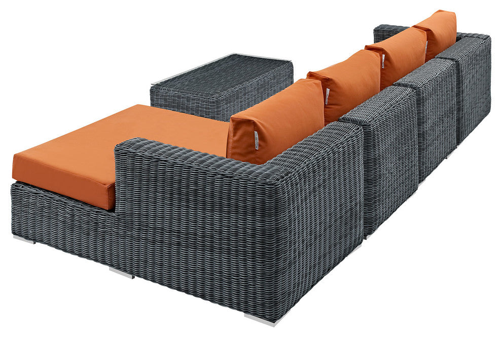 Canvas Tuscan Summon 5-Piece Outdoor Patio Sunbrella Sectional Set