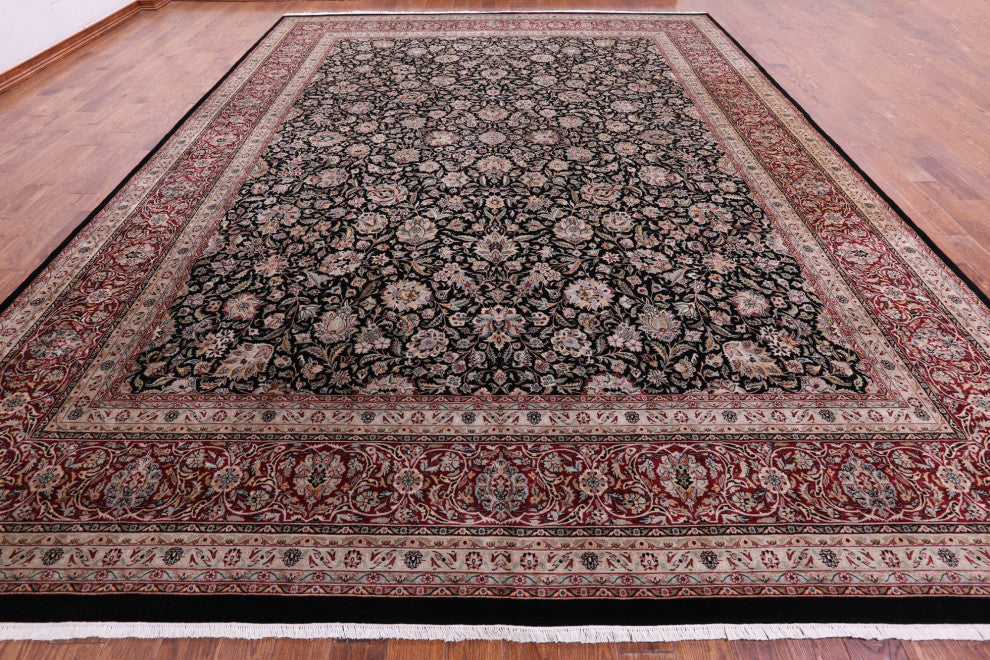 12' 2" X 16' 0" Fine Persian Kashan Handmade Wool Rug Q11345
