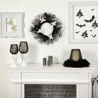 22" Halloween Ghost and Bats Twig Wreath