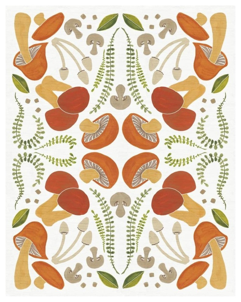 "Retro Mushroom Otomi" Digital Paper Print by Elyse DeNeige, 18"x22"