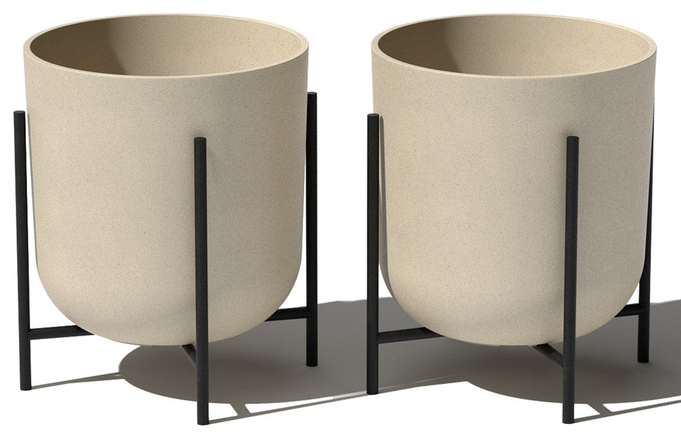 Veradek Mason Series Raised Kona 15" Planter With Stand 2 Pack Sand