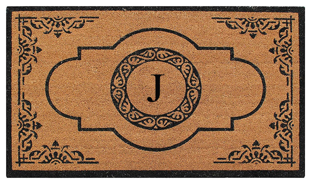 Abrilina Heavy Weight Outdoor Entryway Monogrammed Double Doormat 36"X72", J