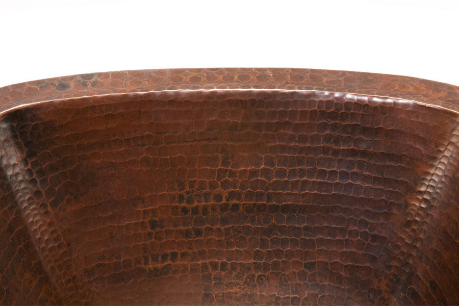 BS15DB3 15'''' Square 16 Gauge Hammered Copper Prep Sink