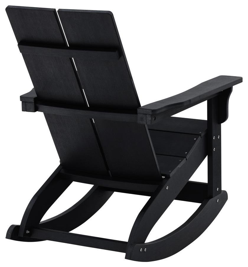 Finn Outdoor Rocking Adirondack Chair w/Rust Resistant Stainless Steel Hardware, Black