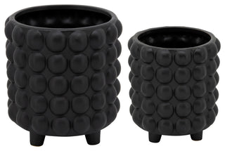 2-Piece Set Bubble Planters, Matte Black