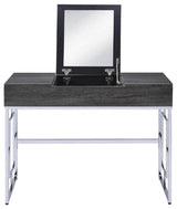 Vanity Desk, Black Oak and Chrome