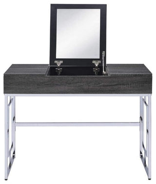 Vanity Desk, Black Oak and Chrome