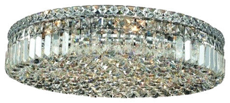 Elegant Maxim Flush Mount, Chrome Finish With Royal Cut Crystal
