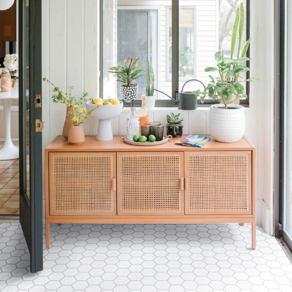 Metro Super 4" Hex Glossy White Porcelain Floor and Wall Tile