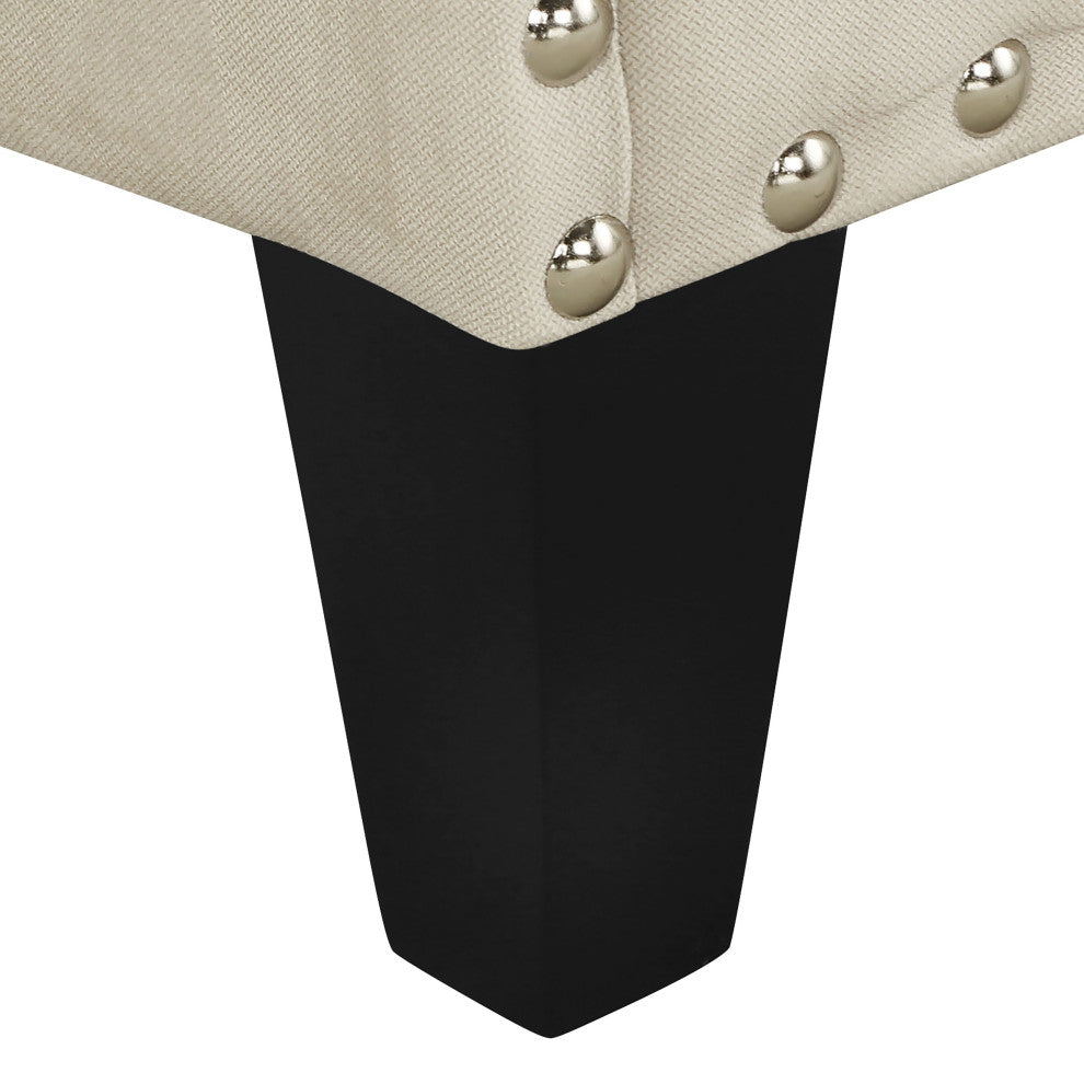 Norway Tufted Accent Chair with Nailhead Trim, Beige