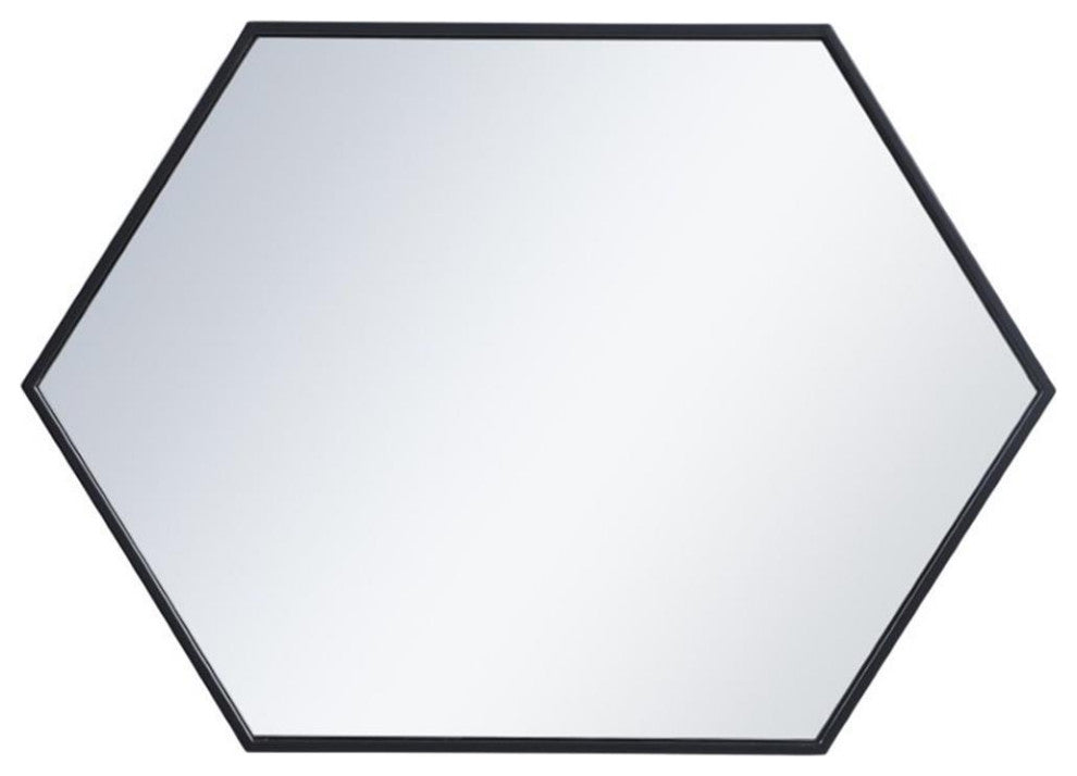 Elegant Decor Eternity 34" x 24" Hexagonal Metal Frame Mirror in Black
