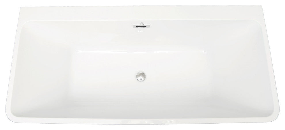 Acrylic Freestanding Flat Bottom Soaking Bathtub in White, 60*28"