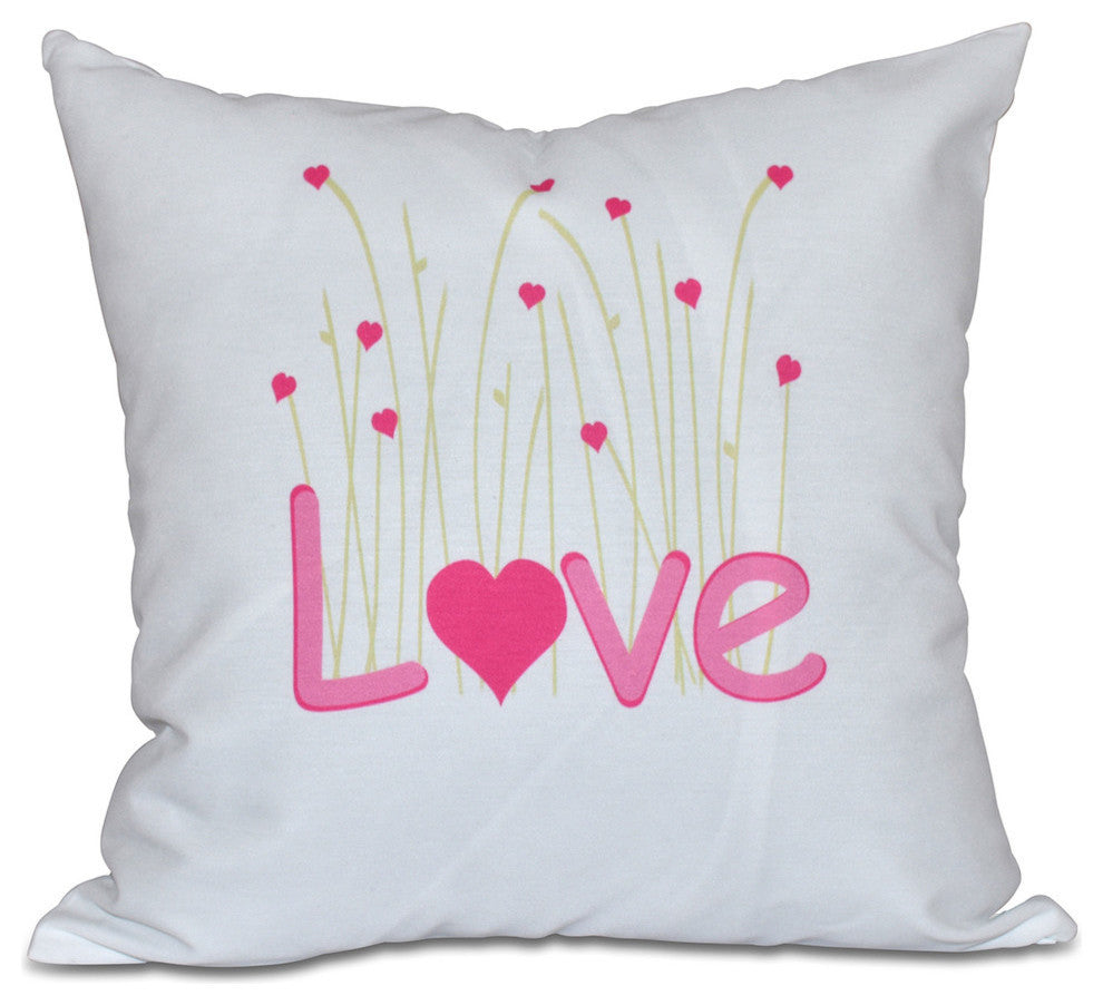 Valentine Print Pillow, Pink, 18"x18"