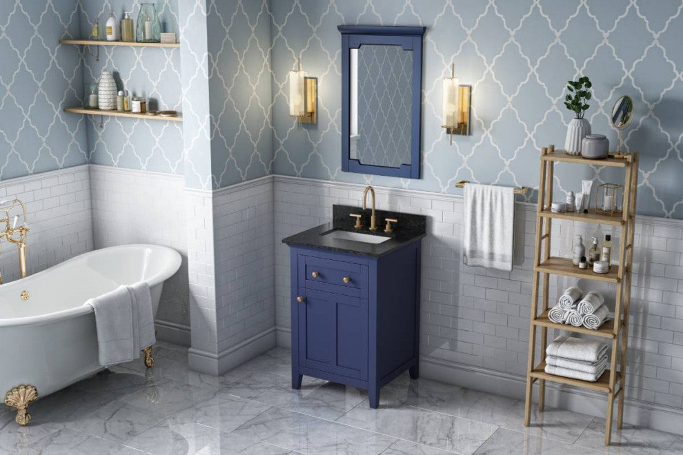 Chatham Traditional 24" Hale Blue Single Sink Vanity, Black Granite Vanity Top