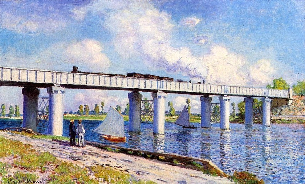 Claude Oscar Monet The Railroad Bridge at Argenteuil Gallery Wrapped Canvas