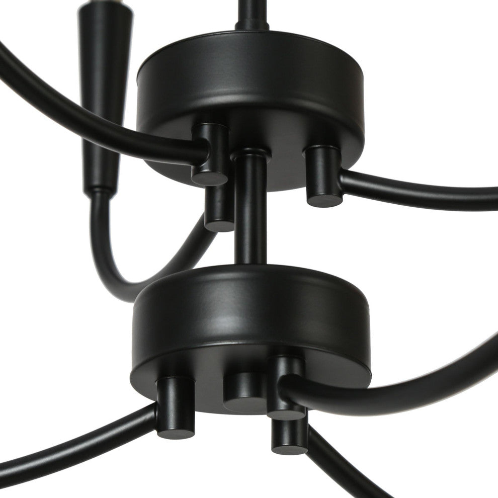 LNC 6-Light Matte Black Candle Modern/Contemporary LED Indoor Chandelier