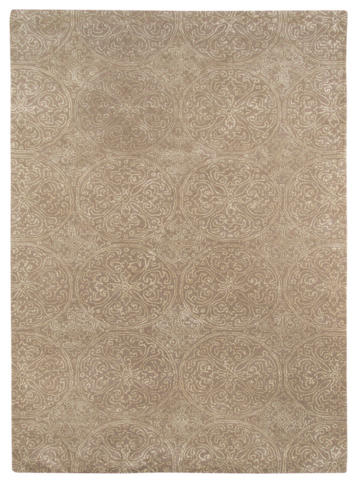 8" X11" X 0.5" Beige Wool Area Rug