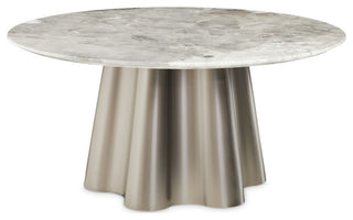 St. Charles Round Marble Dining Table, Dove Gray