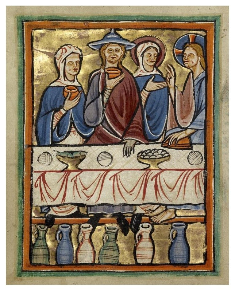 "The Marriage at Cana" Print 12th Century English Illuminator, 18"x22"