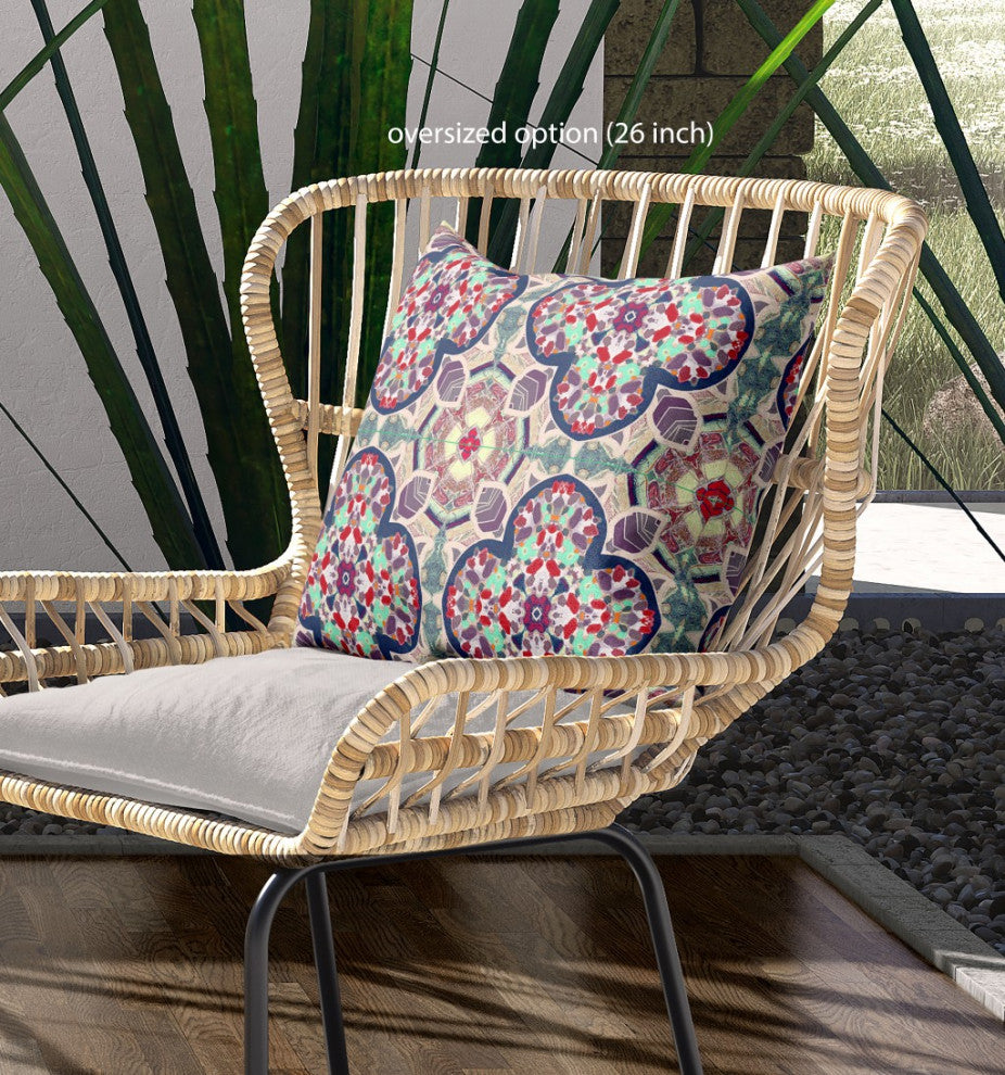 20" Mauve Blue Cloverleaf Indoor Outdoor Throw Pillow