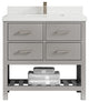 Willow Collections Parker Vanity, Gray, Pure White Quartz, 36"