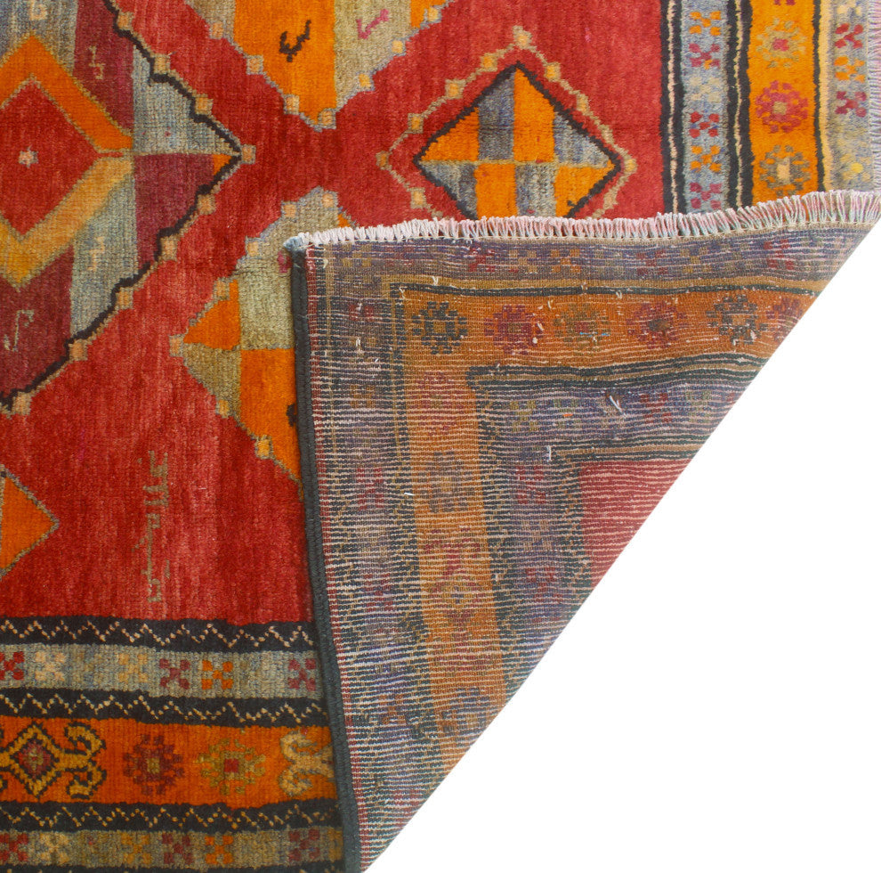 Fine Vintage Distressed Jamile Red/Orange Rug, 3'9x7'0