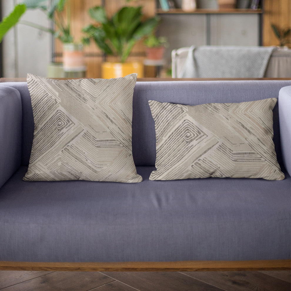 Plutus Brown Hidden Tour Abstract Luxury Throw Pillow, 20"x36"