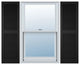 MidAmerica Cathedral Top Center Mullion Louver Shutters, Black, 62x14-1/2