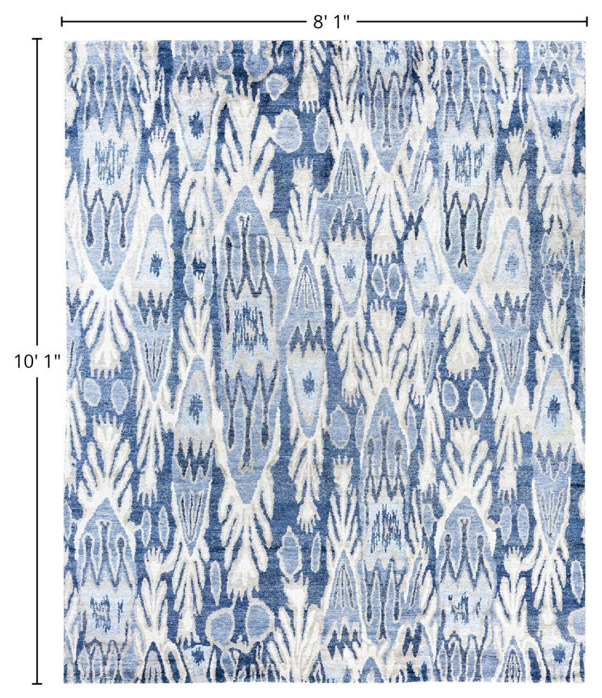 Modern, One-of-a-Kind Handmade Area Rug - Blue, 8' 1" x 10' 1"