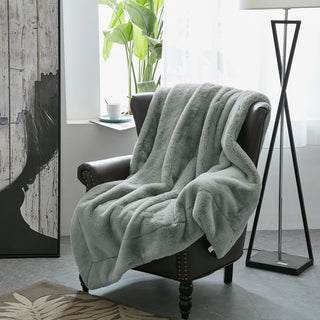 Heavy Faux Fur Throw, Silver, 50"x60"
