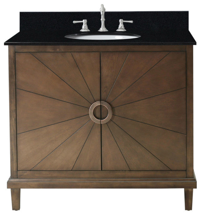 36" Antique Coffee Sink Vanity With Wlf6068 Top, No Faucet