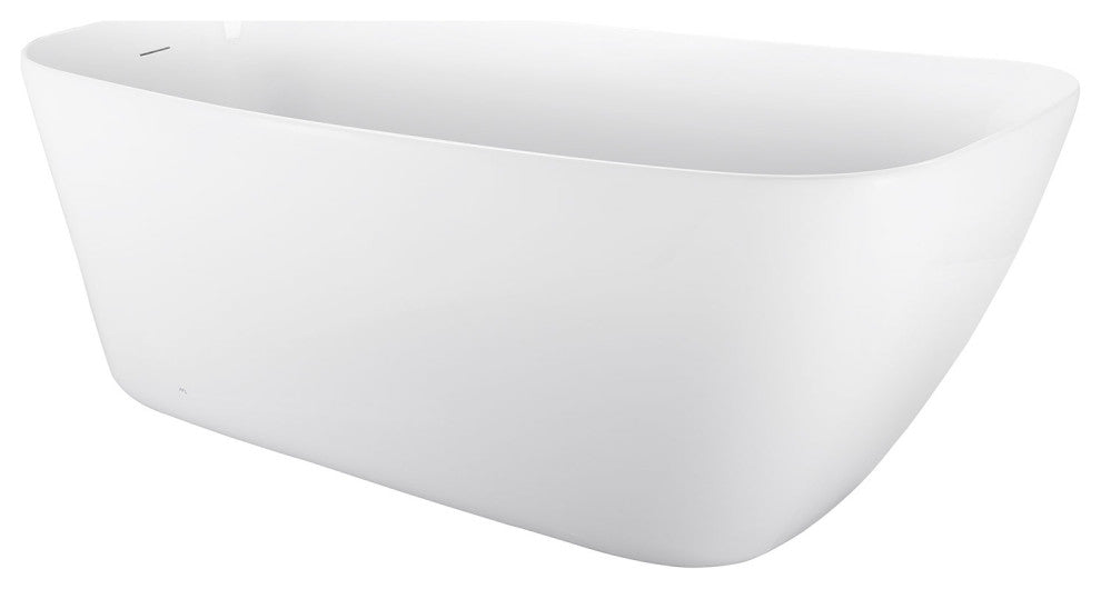 59" Acrylic Single Slipper Flatbottom Non-Whirlpool Bathtub, White