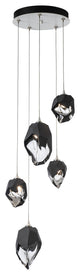 Chrysalis 5-Light Mixed Crystal Pendant White Finish- Long, Black Crystal