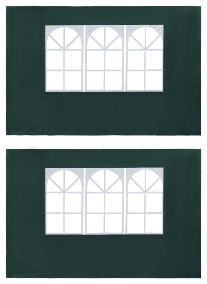 vidaXL Party Tent Sidewall 2 pcs with Window PE Green