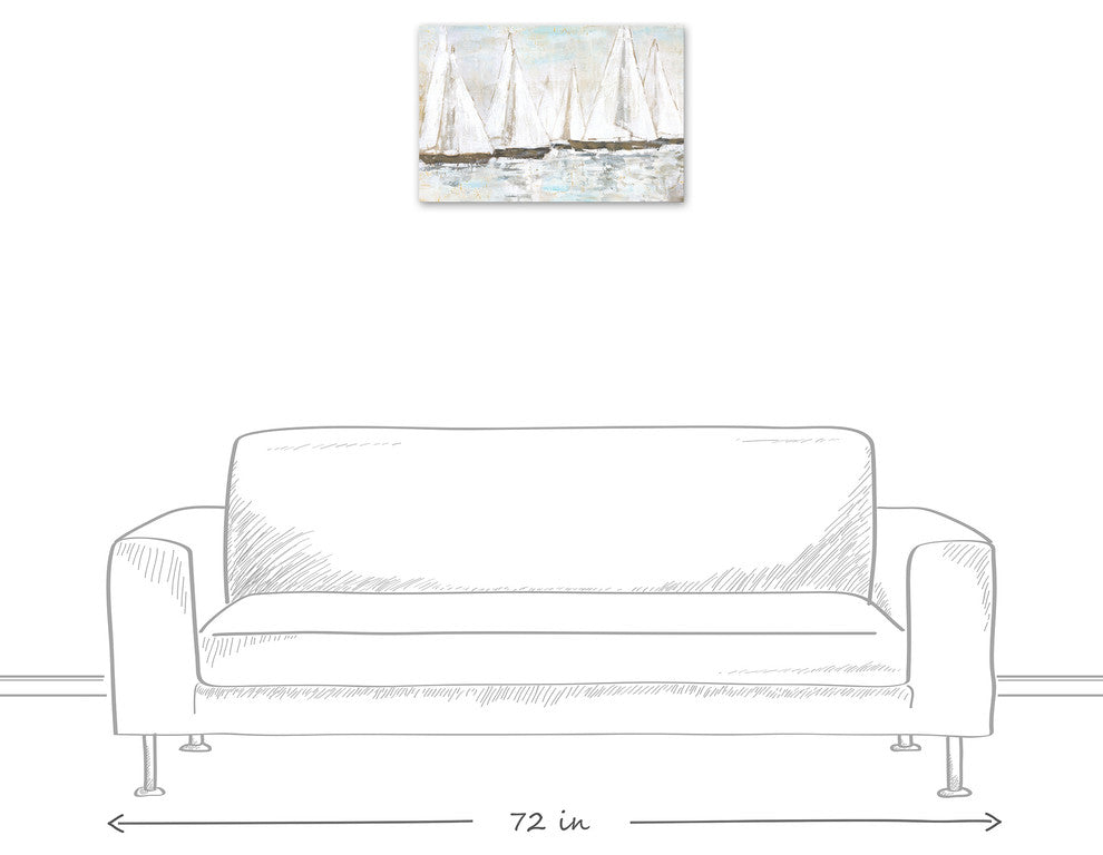 White Painted Sailboats 16x24 Canvas Wall Art