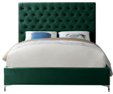 Cruz Velvet Upholstered Bed, Green, Full