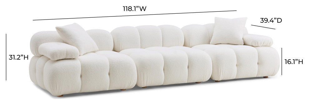 Calliope Cream Vegan Shearling Modular Sofa Cream