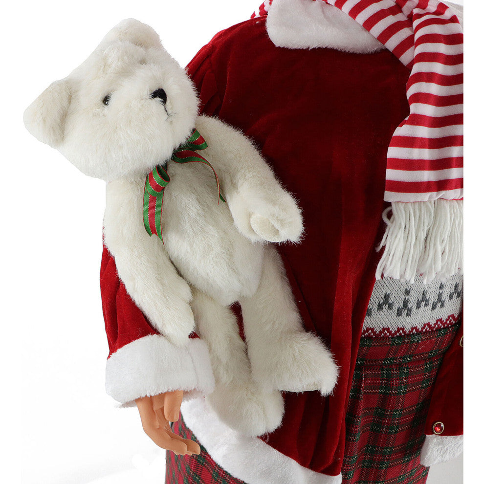 58" African American Dancing Mrs. Claus With Apron and Gift Sack, Home Decor