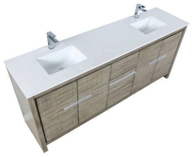 Lafarre Contemporary 80" Rustic Acacia Double Sink Bathroom Vanity, Labaro Brush