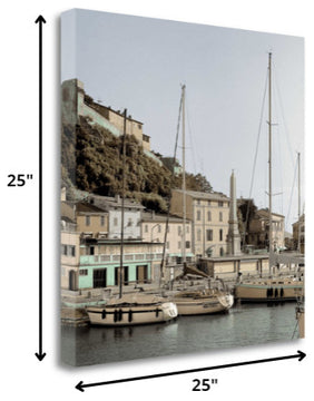 25" Picturesque Tuscan Village on a Harbour Giclee Wrap Canvas Wall Art