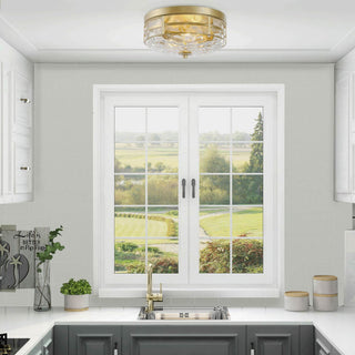 3-Light Flush Mount Ceiling Light, Gold