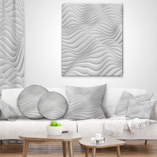 Fractal Rippled White 3D Waves Contemporary Throw Pillow, 18"x18"