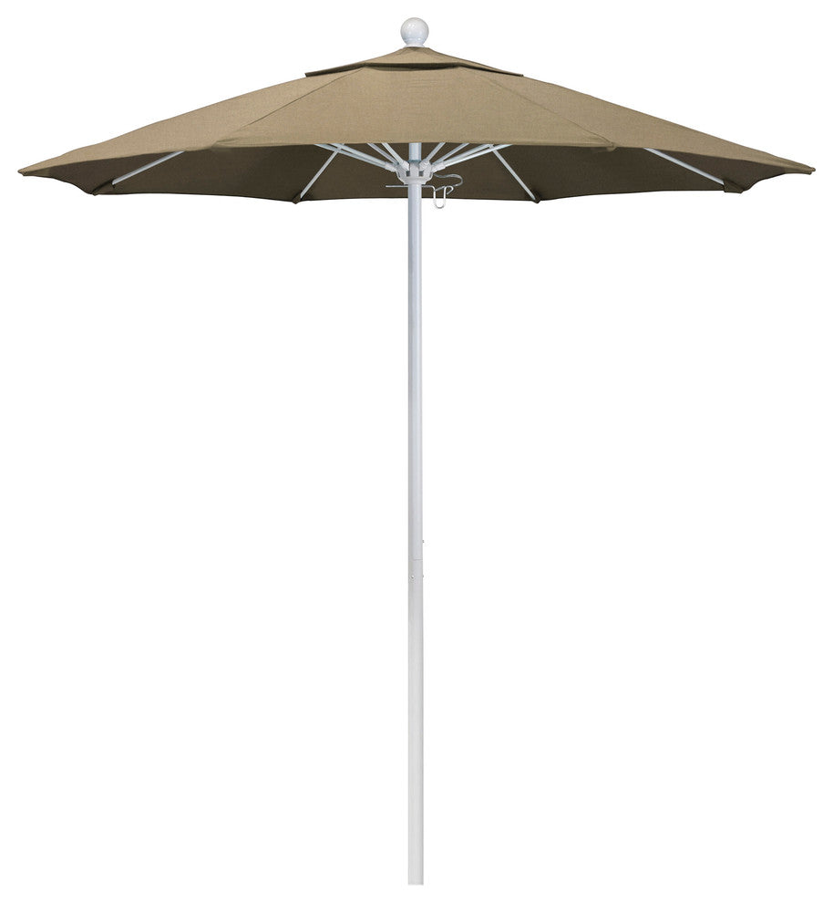 7.5' Fiberglass Umbrella White, Sunbrella, Heather Beige