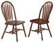 Andrews Arrowback Windsor Dining Side Chair Chestnut Brown Solid Wood Set of 2