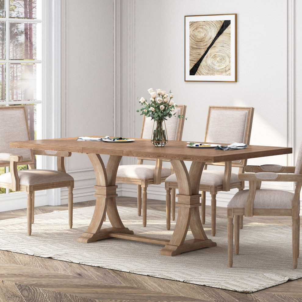 Luoma Rustic Wood Expandable Dining Table, Natural