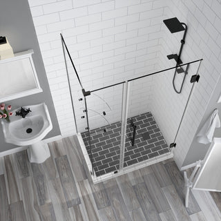 BromleyGS 36.25"-37.25"x32.375"x72" Frameless Corner Hinged Shower Enclosure