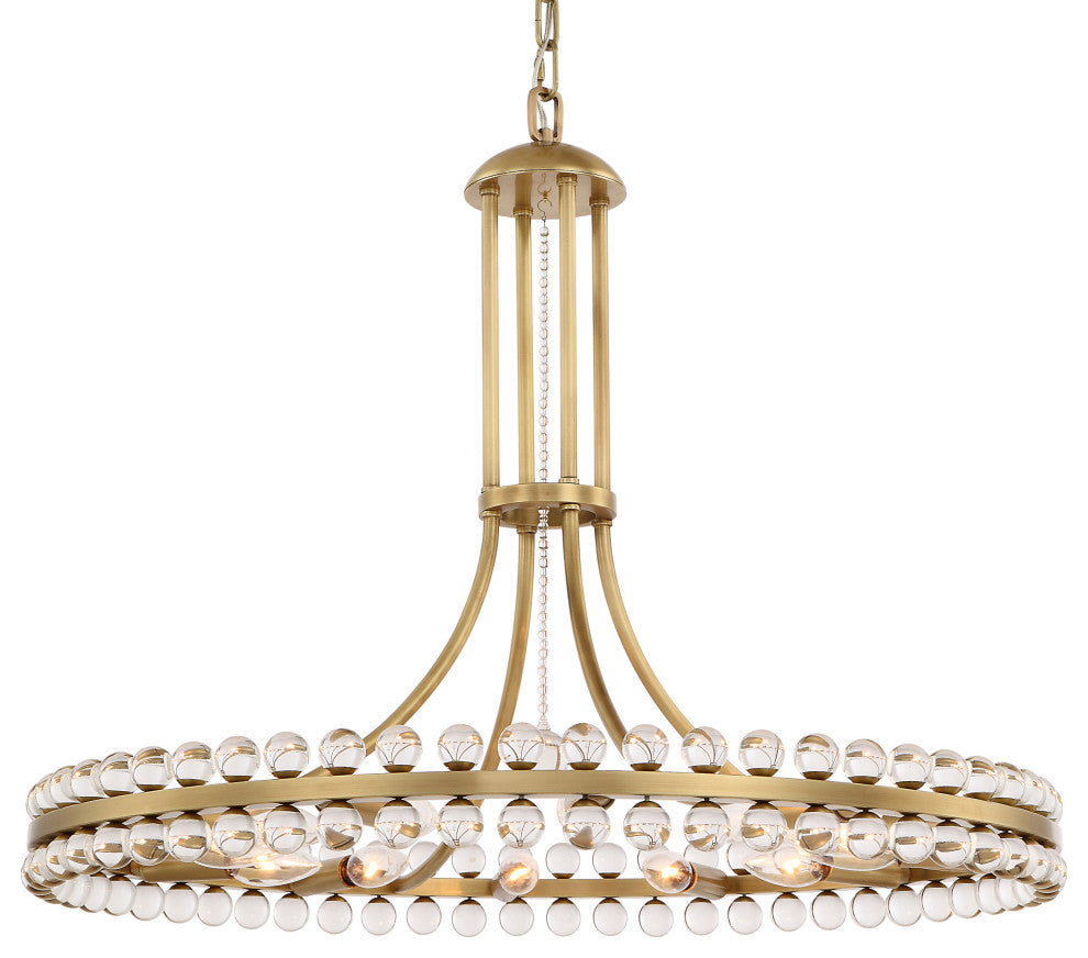 Crystorama Clover 12-Light Chandelier, Aged Brass