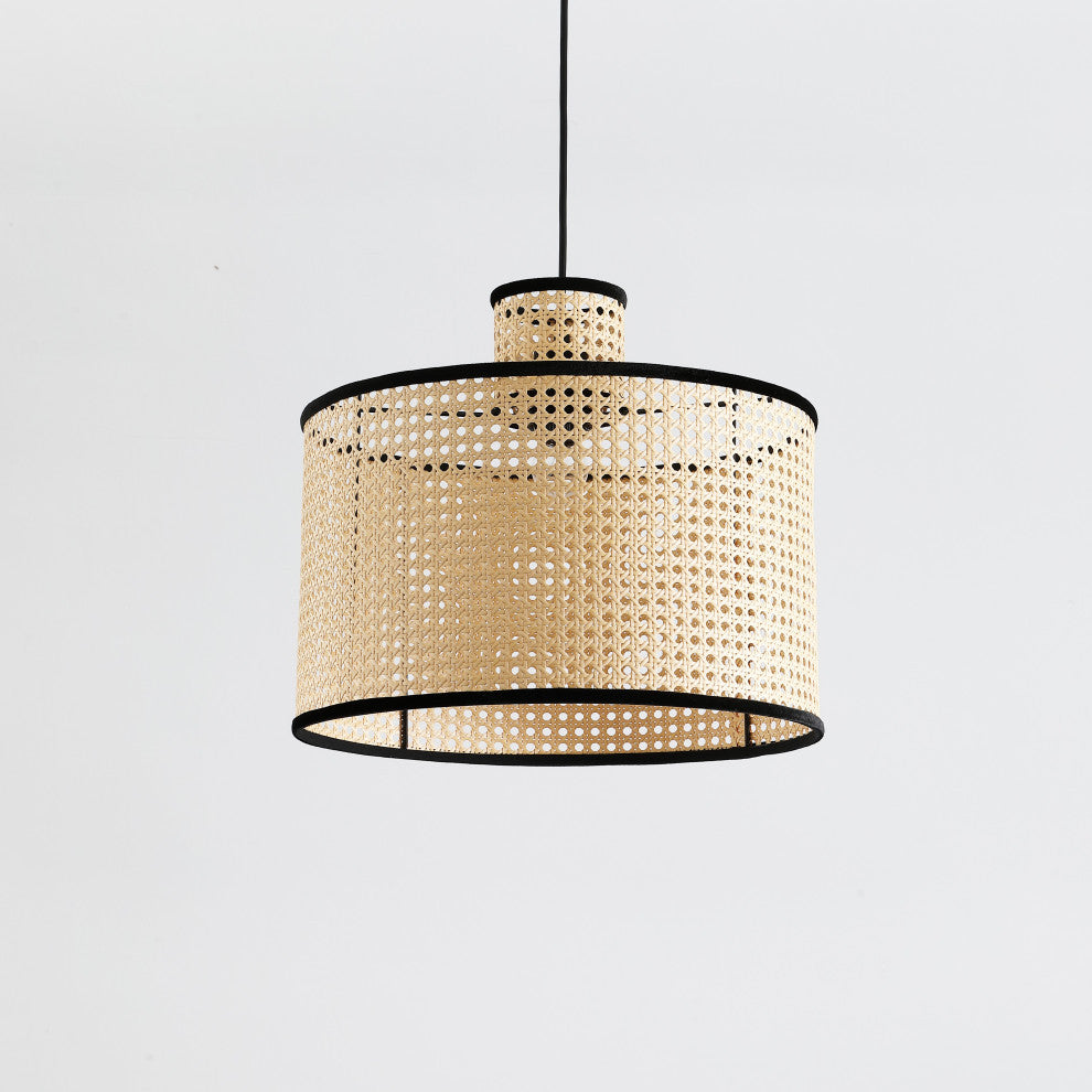 Vidalite Nakuv Rattan And Velvet Pendant Light, Large